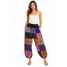 Cotton Multi Color patchwork Block Print One Size Yoga Pant D1362