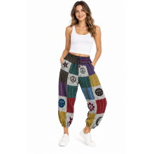 Cotton Multi Color patchwork Star Peace Eye Pant D1379