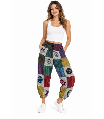 Cotton Multi Color patchwork Star Peace Eye Pant D1379