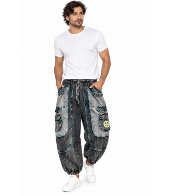 Cotton Boho  Embroidery Om Peace Pant D1423 