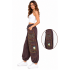 Cotton Boho Harem Baggy Silhouette Coffee Floral Embroidery Mushroom Pant D1426