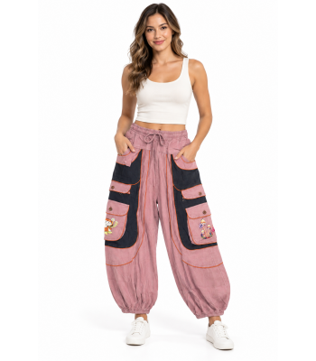 Cotton Harem Embroidery Mushroom Pant D1434