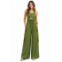 Cotton Jungle Beauty Mushroom Artwork Palazzo Jumpsuit Overall  D1438