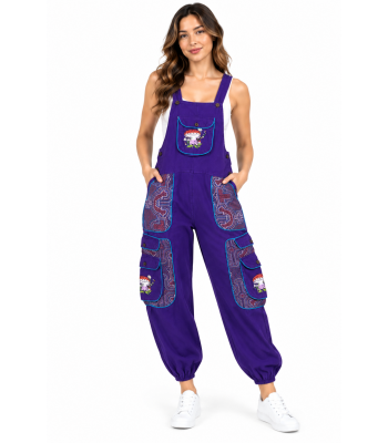Cotton Purple Mushroom Palazzo Overall D1440