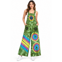Cotton Multi Sun Artwork Tie Dye Jumpsuit Overall D1467