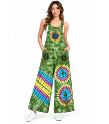Cotton Multi Sun Artwork Tie Dye Jumpsuit Overall D1467 