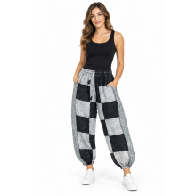 Cotton Black & White Patchwork Jogger Pant D1520