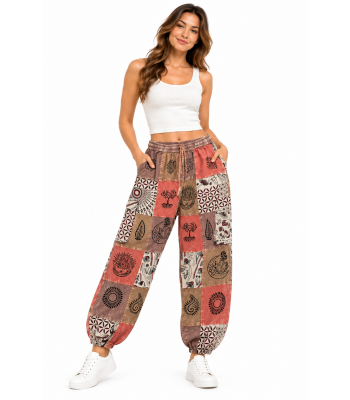 Cotton Multi Patchwork Block Print Mountain Pants  D1555