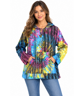 Cotton Tie Dye Block Print Kurtha Pullover  D246
