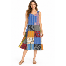 Cotton Patchwork Tunic Dress  D399