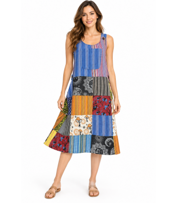 Cotton Patchwork Tunic Dress  D399