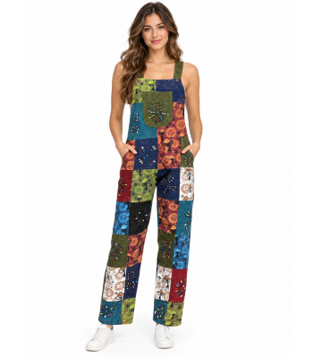 Cotton Patchwork Han brush Mushroom overall Jumpsuit (D426J)