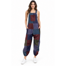 Cotton Multi Patch Stonewashed Overall Jumpsuit (D464)