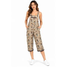 Cotton Sun Moon Mushroom 3/4 Overall Jumpsuit D473