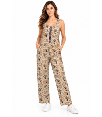 Cotton Sun Moon Mushroom Overall Jumpsuit (D474)