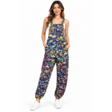 Cotton Multi Tie Dye Butterfly Mushroom Overall Jumpsuit (D522)