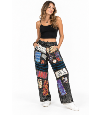 Cotton Multi Patch With Razor Hippie Gypsy Pants D552