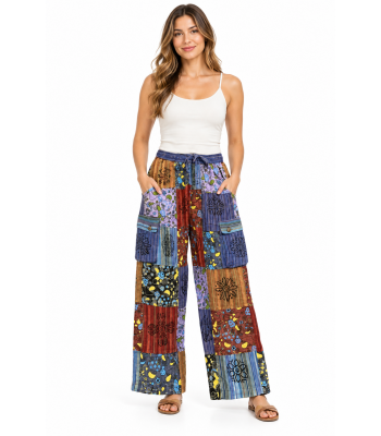 Cotton Multi Patch Block Print Mushroom Pants D589