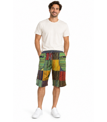 Cotton Multi Patch Cut Zip Pocket Short D615