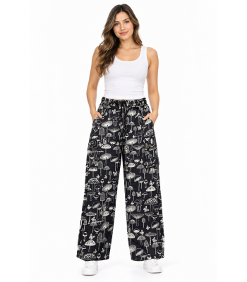 Cotton Blue Mushroom Yoga Trouser D677