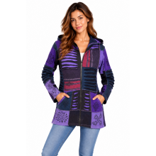 Cotton Patchwork Block Print Purple Jacket D699