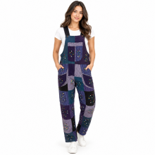 Cotton Multi Patch Purple Block Hand Brush Overall D703
