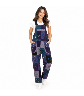 Cotton Multi Patch Purple Block Hand Brush Overall D703