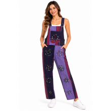 Cotton Boho Hand brush Block print Purple Overall D705