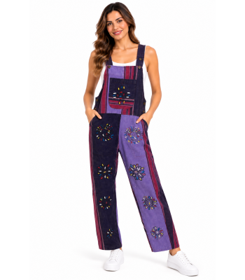 Cotton Boho Hand brush Block print Purple Overall D705