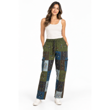 Cotton Multi Patch Hand Brush Zip Cargo Pant D717