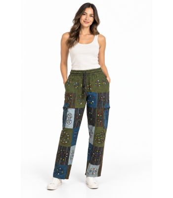 Cotton Multi Patch Hand Brush Zip Cargo Pant D717 