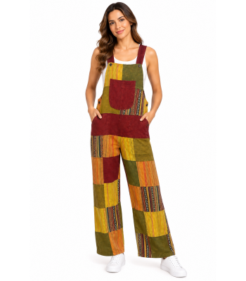 Cotton Boho Patchwork Overall D784