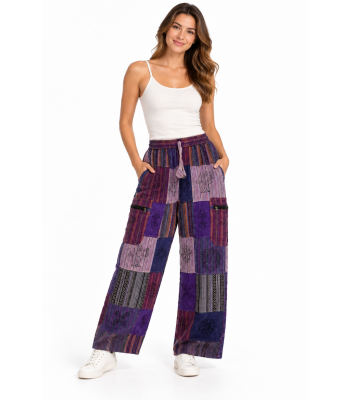 Cotton Multi Patch Block Print Zip pocket Pant D803 