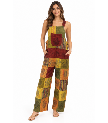 Cotton Multi Patch Block Print Hamsa Overall D809