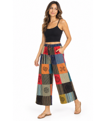 Cotton Patchwork Block Print Capri D813