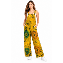 Cotton Tie Dye Mustard Multi Swirl Overall D823
