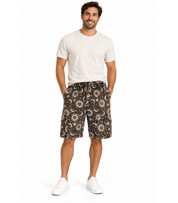 Cotton Block Print Sun moon Galaxy Short D853