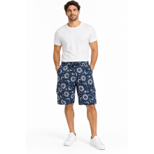 Cotton Block Print Sun moon Blue Galaxy Short D854