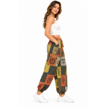 Cotton Multi Patchwork Block Print Himalayan Yoga Pant D891