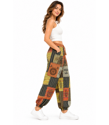 Cotton Multi Patchwork Block Print Himalayan Yoga Pant D891 