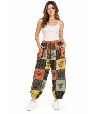Cotton Multi Patch Block Print Festival Pant D893 