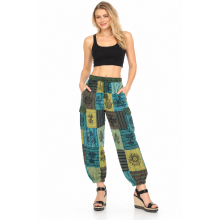 Cotton Multi Patch Box Pocket Block Print Yoga Pant D897