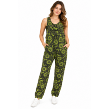 Cotton Multi Print Jungle Green Sun Moon Overall D919