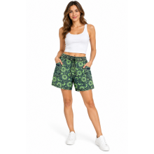 Cotton Multi Green Jungle Beauty Sun moon Short D924