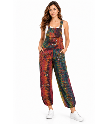 Cotton Tie Dye Multi Patch Overall / Jumpsuit (DI56)