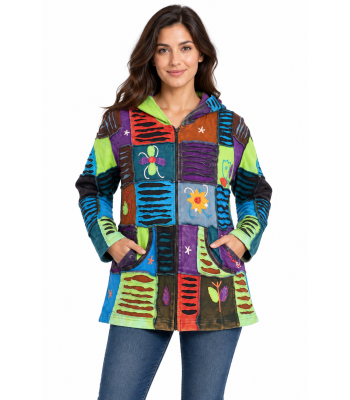 Cotton   Patchwork  Razor Cut Jacket DI76