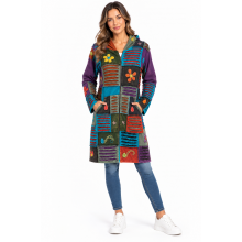 Cotton Patchwork Razor Cut Long Jacket DI77