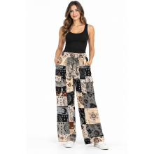 Cotton B/W Multi Print Block Patchwork Pant DT100