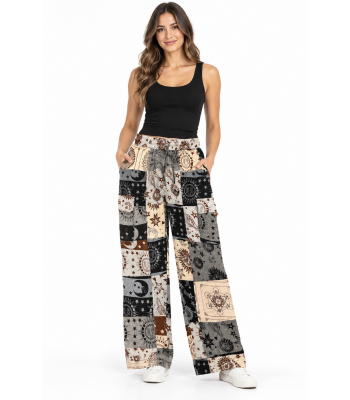 Cotton B/W Multi Print Block Patchwork Pant DT100 