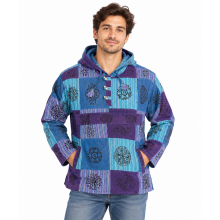 Cotton Purple &  Blue Hooded Pullover DT50